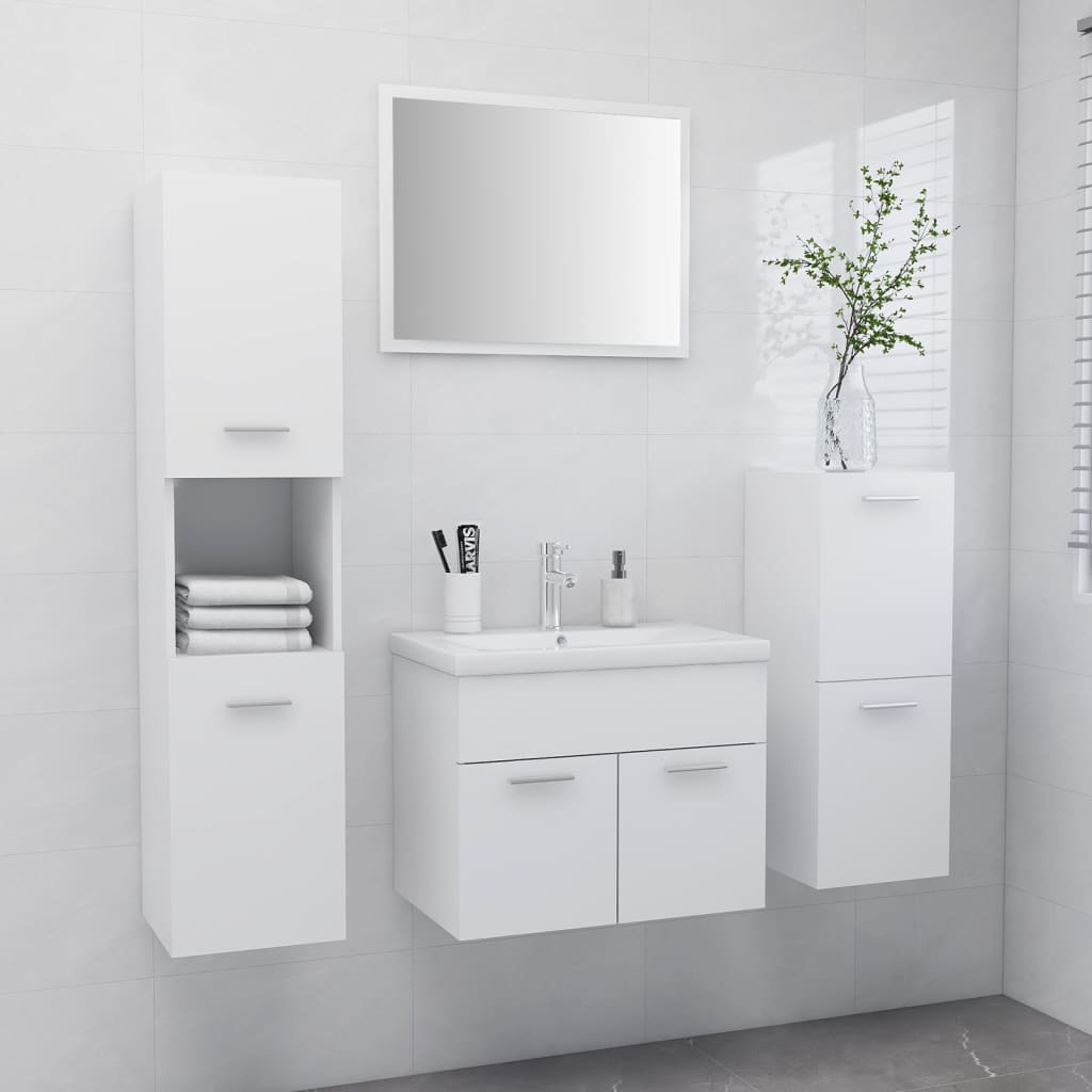 Ensemble de meubles de salle de bain Blanc Bois d'ingénierie