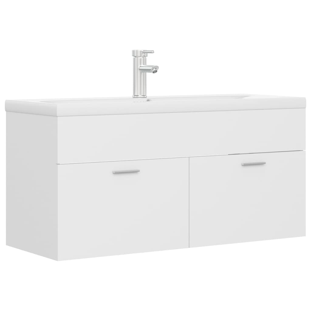 Armoire d'évier avec lavabo intégré Blanc Aggloméré - XIOS
