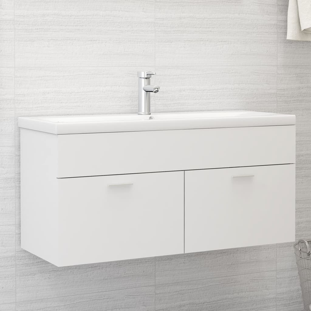 Armoire d'évier avec lavabo intégré Blanc Aggloméré - XIOS
