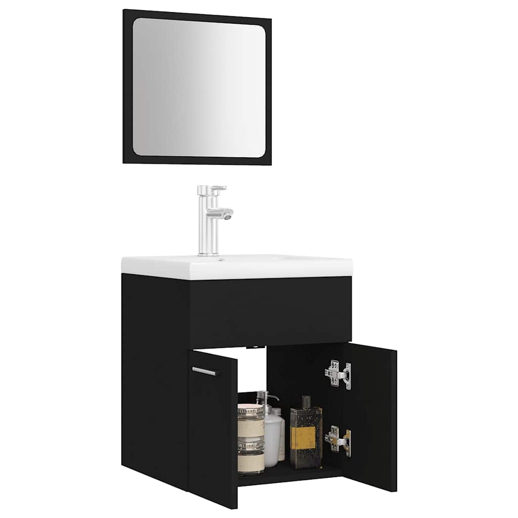 Ensemble de meubles de salle de bain Noir Aggloméré