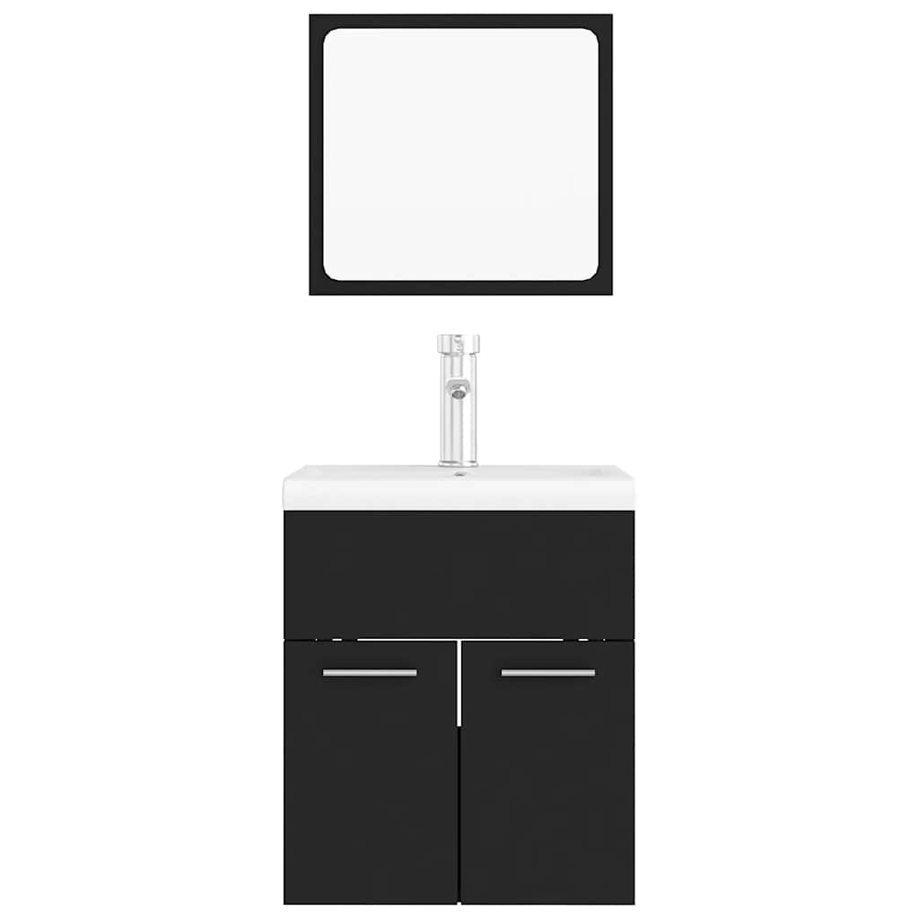 Ensemble de meubles de salle de bain Noir Aggloméré
