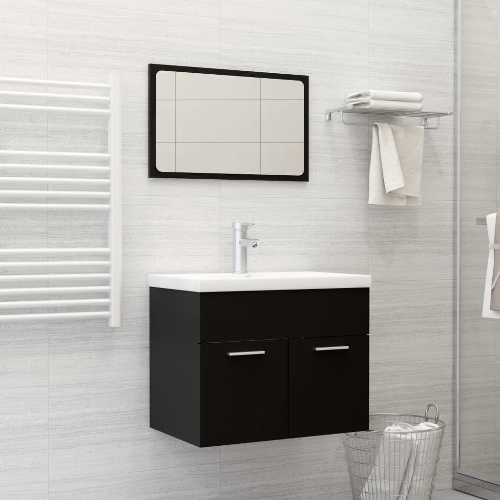 Ensemble de meubles de salle de bain Noir Aggloméré
