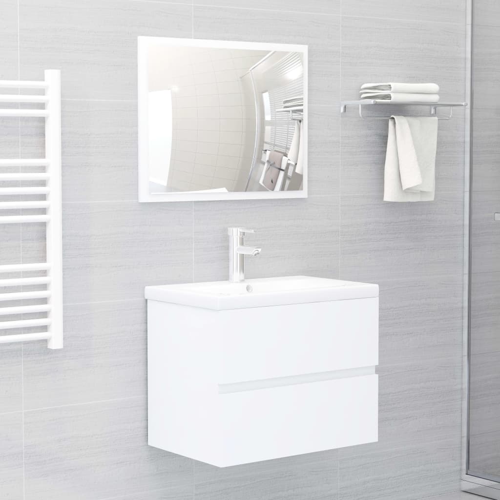 Armoire d'évier avec lavabo intégré Blanc Bois d'ingénierie - XIOS