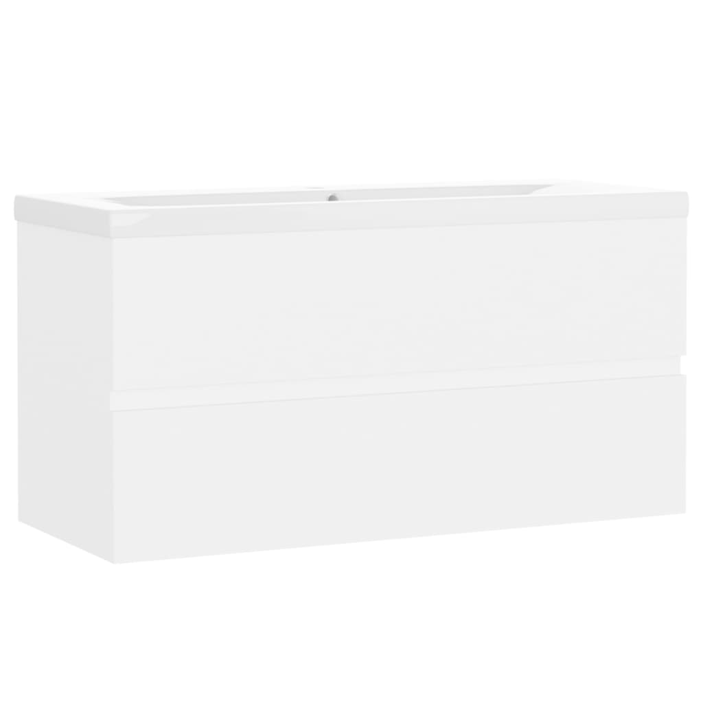 Armoire d'évier avec lavabo intégré Blanc Bois d'ingénierie - XIOS