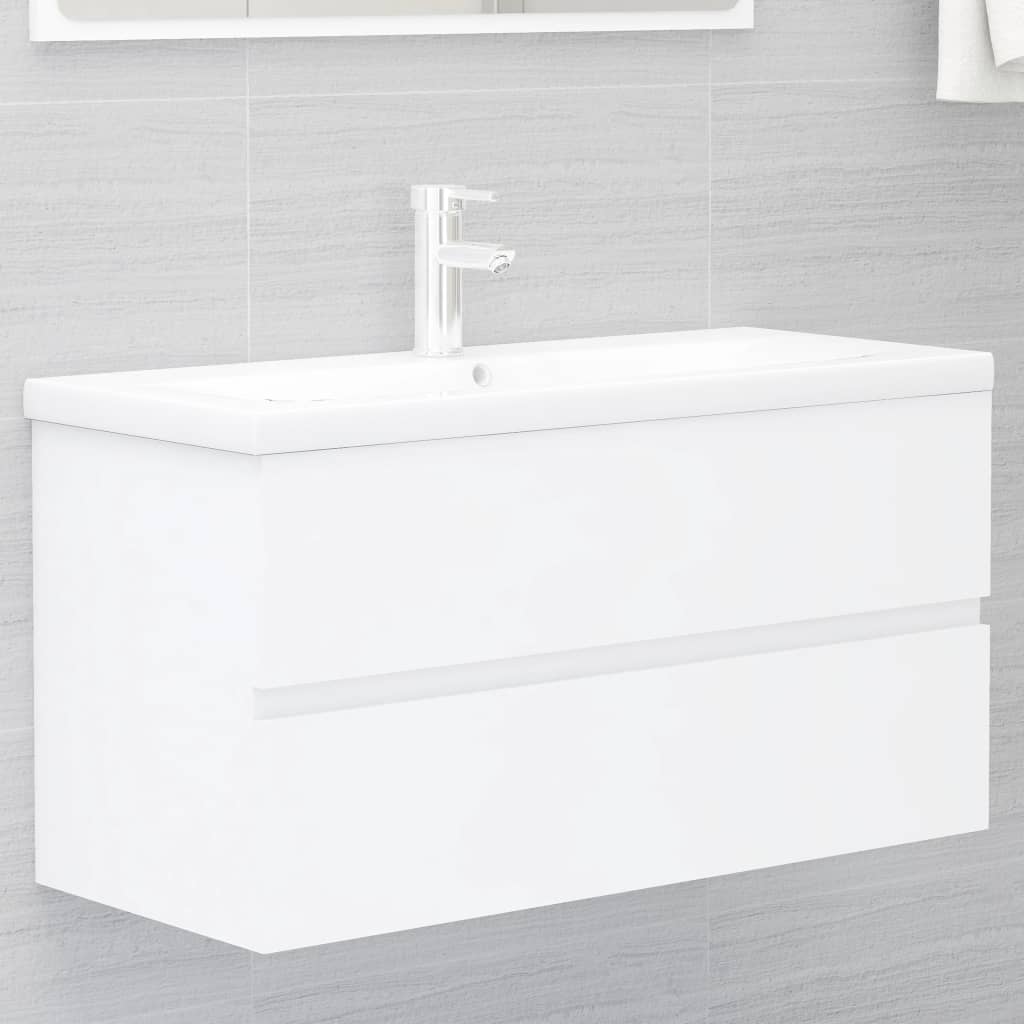 Armoire d'évier avec lavabo intégré Blanc Bois d'ingénierie - XIOS