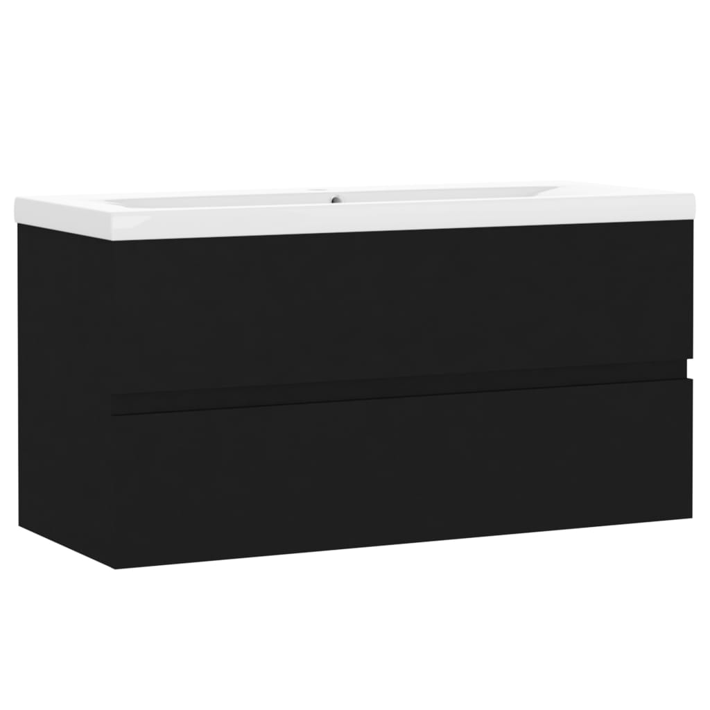 Armoire d'évier avec lavabo intégré Noir Bois d'ingénierie - XIOS