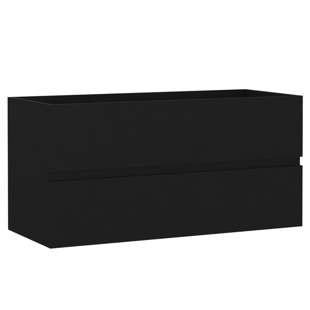 Armoire d'évier avec lavabo intégré Noir Bois d'ingénierie - XIOS