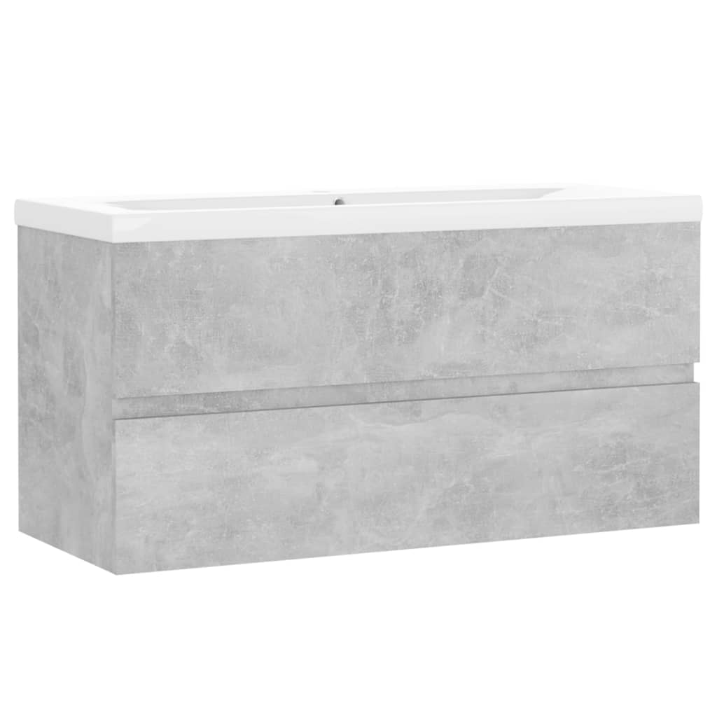 Armoire d'évier et lavabo intégré Gris béton Bois d'ingénierie - XIOS