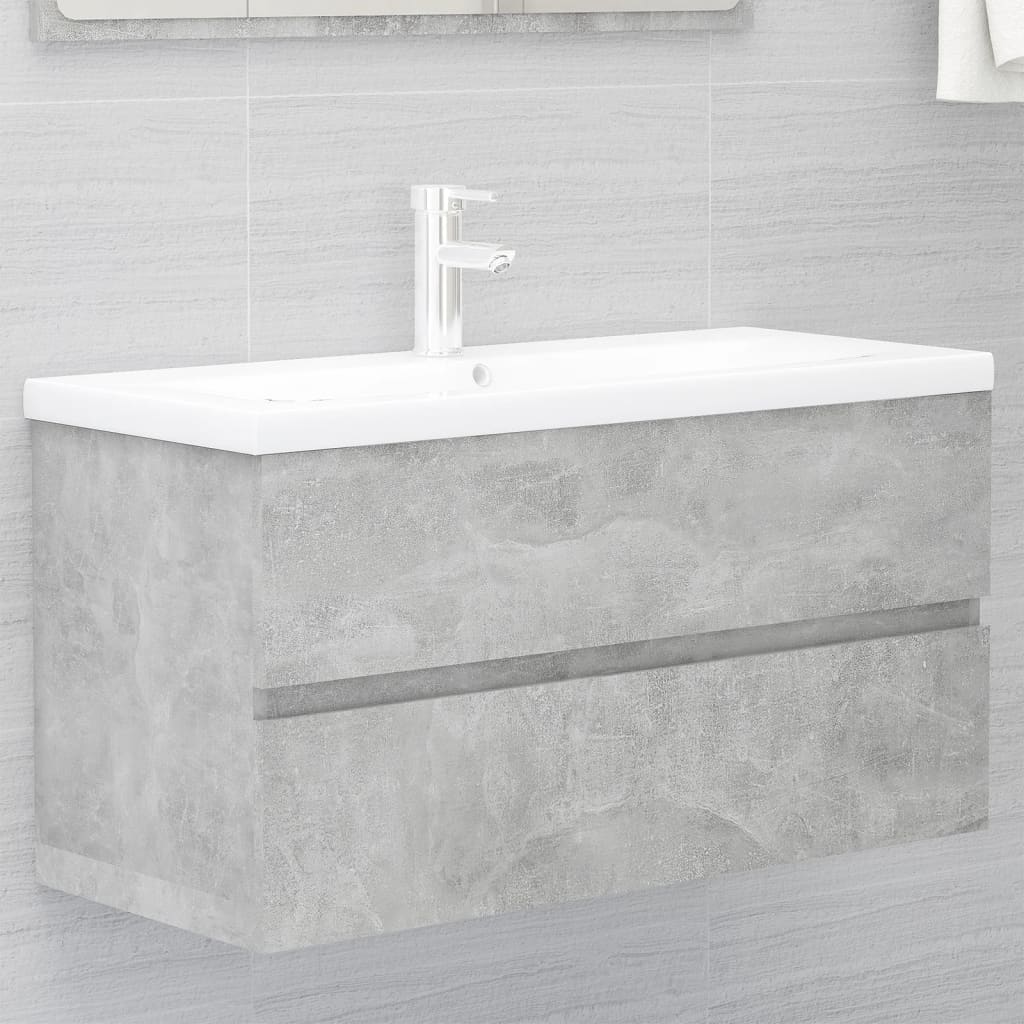 Armoire d'évier et lavabo intégré Gris béton Bois d'ingénierie - XIOS