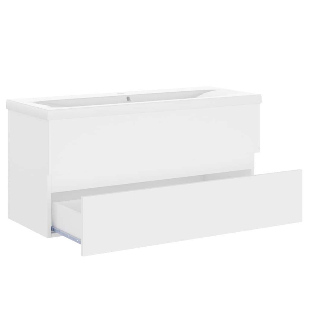 Armoire d'évier avec lavabo intégré Blanc Aggloméré - XIOS