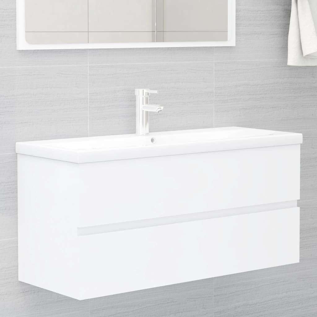 Armoire d'évier avec lavabo intégré Blanc Aggloméré - XIOS