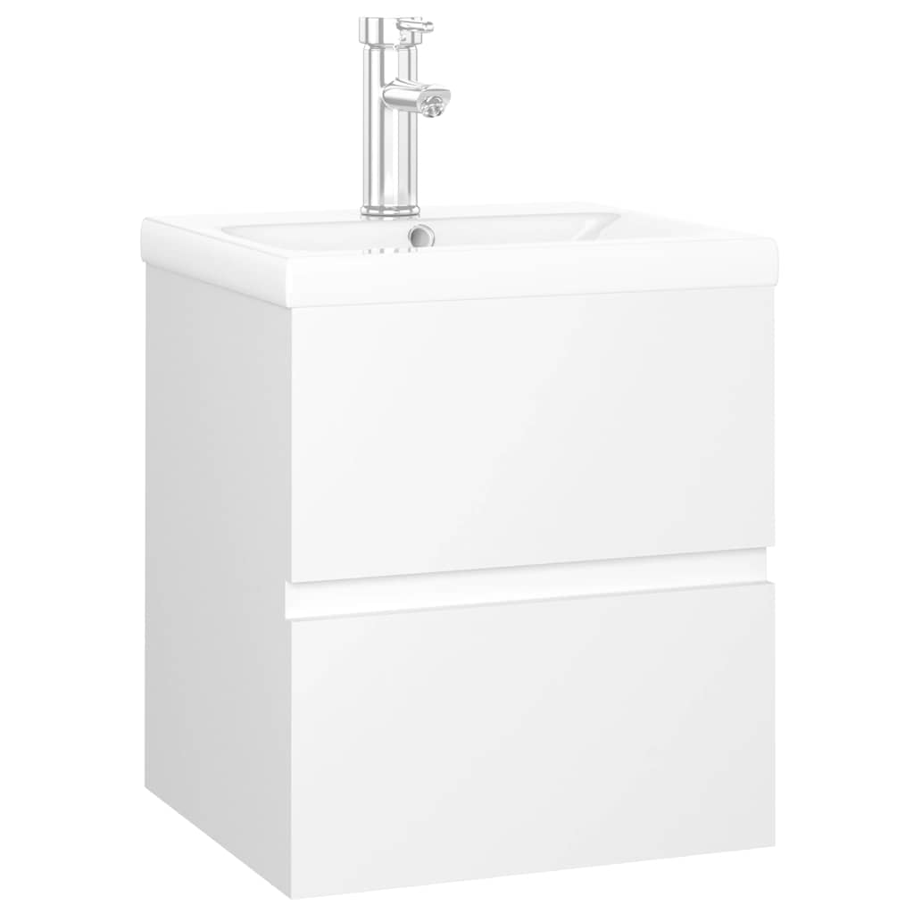 Armoire d'évier avec lavabo intégré blanc bois d'ingénierie - XIOS