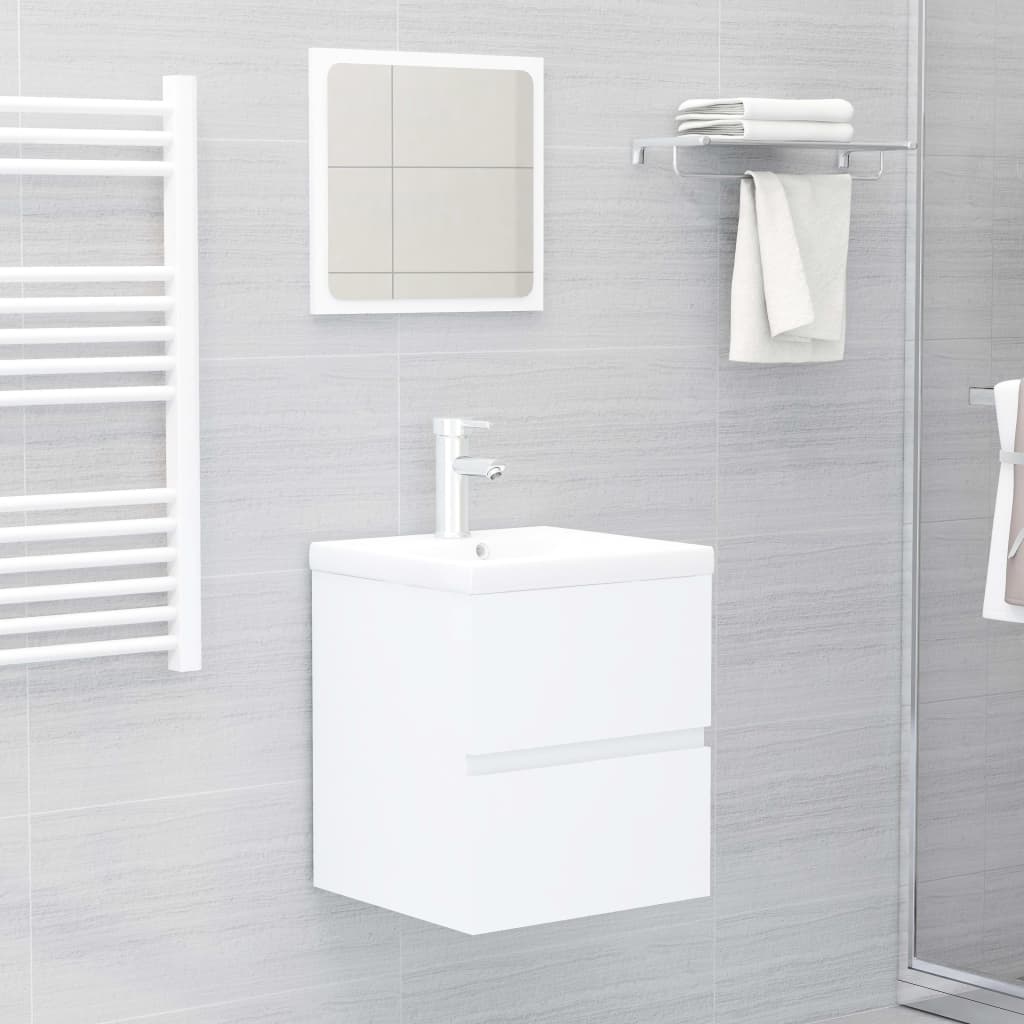 Armoire d'évier avec lavabo intégré blanc bois d'ingénierie - XIOS