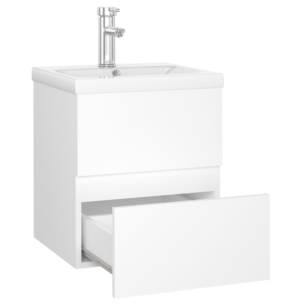 Armoire d'évier avec lavabo intégré blanc bois d'ingénierie - XIOS