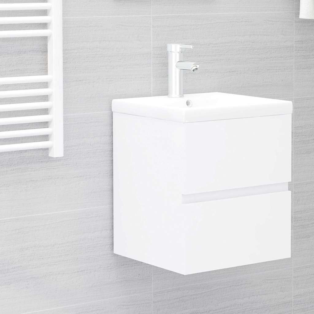 Armoire d'évier avec lavabo intégré blanc bois d'ingénierie - XIOS