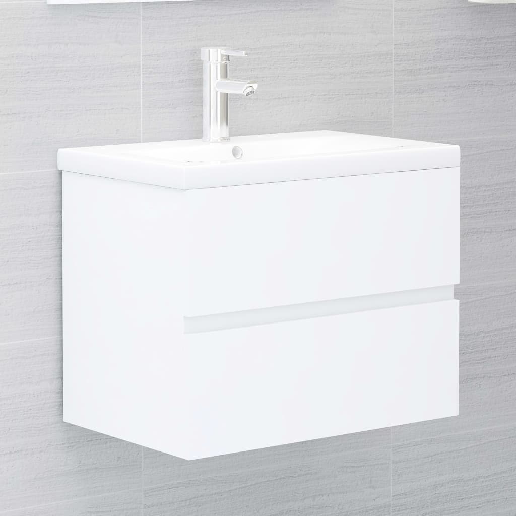 Armoire d'évier avec lavabo intégré blanc bois d'ingénierie - XIOS