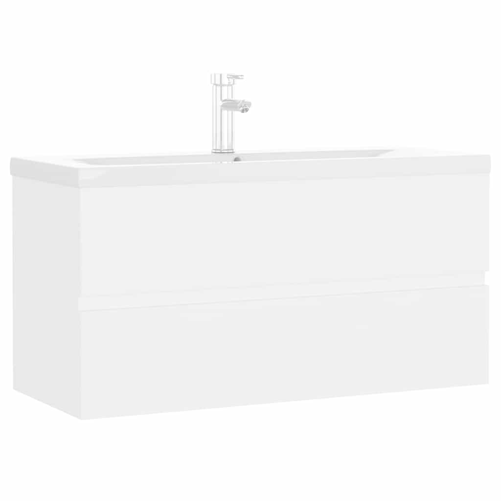 Armoire d'évier avec lavabo intégré blanc bois d'ingénierie - XIOS