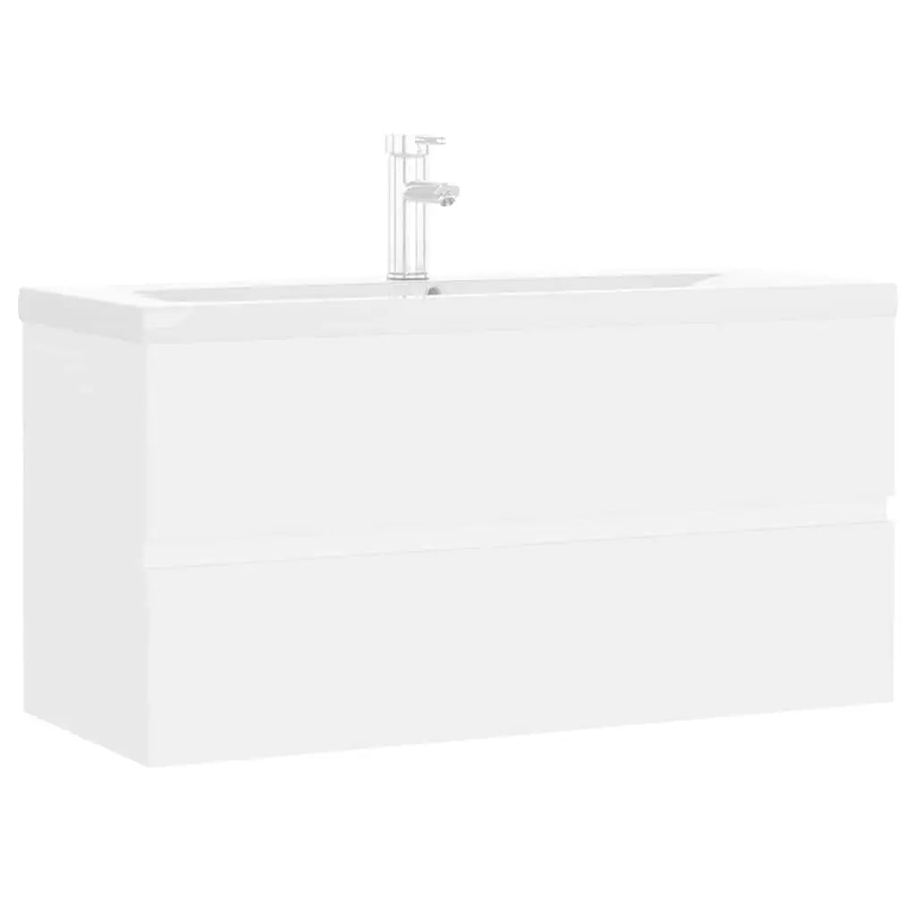 Armoire d’évier avec lavabo intégré blanc bois d’ingénierie - XIOS