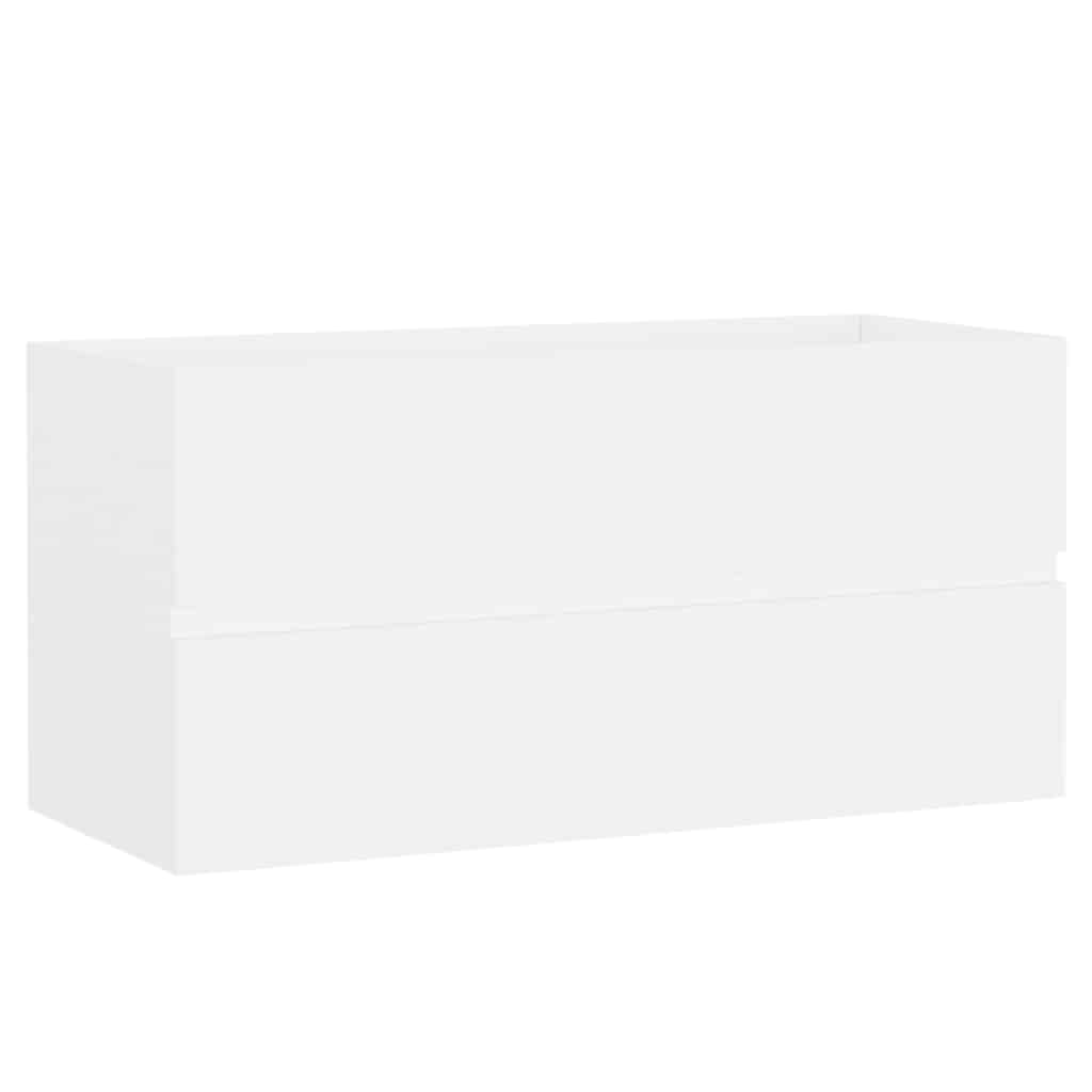 Armoire d'évier avec lavabo intégré blanc bois d'ingénierie