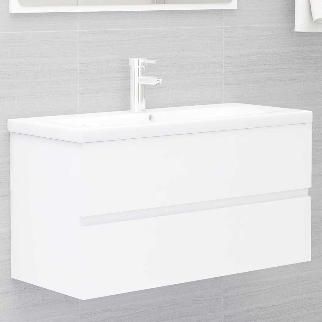 Armoire d'évier avec lavabo intégré blanc bois d'ingénierie - XIOS