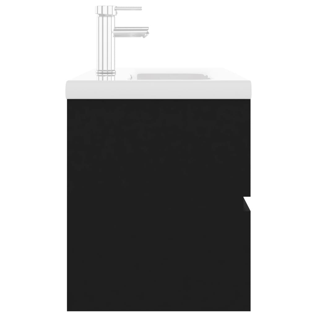 Armoire d'évier avec lavabo intégré noir bois d'ingénierie - XIOS