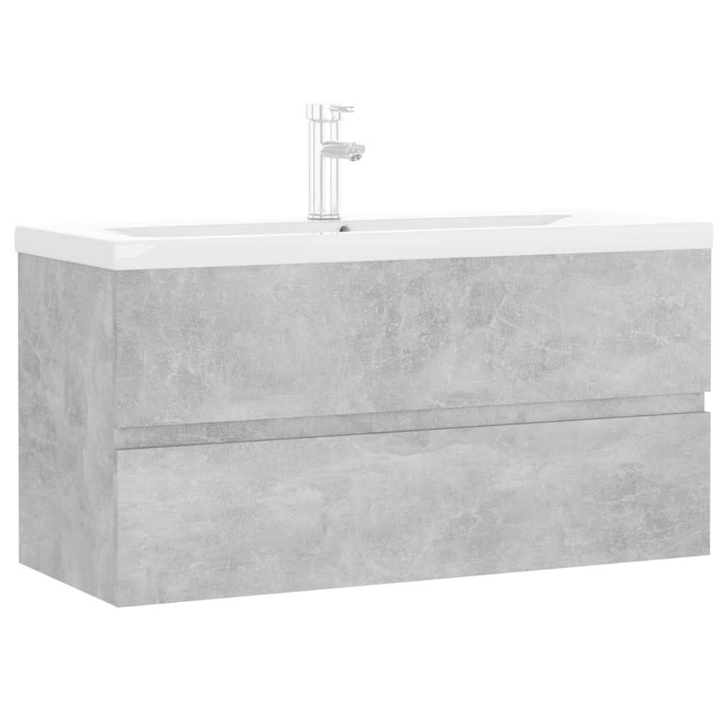 Armoire d'évier et lavabo intégré gris béton bois d'ingénierie - XIOS