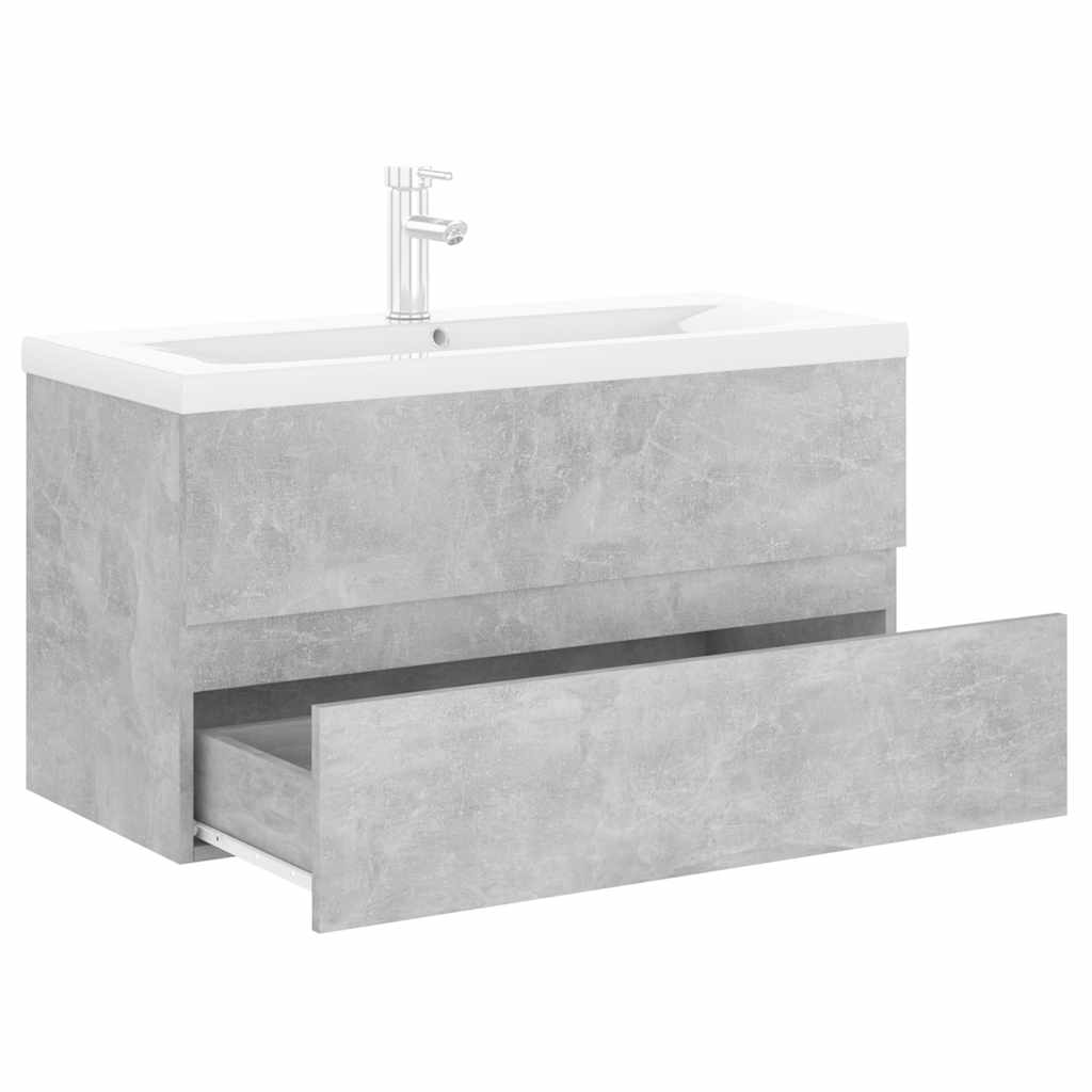 Armoire d'évier et lavabo intégré gris béton bois d'ingénierie - XIOS