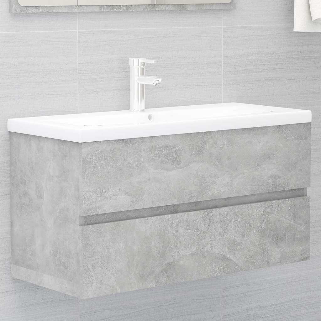 Armoire d'évier et lavabo intégré gris béton bois d'ingénierie - XIOS
