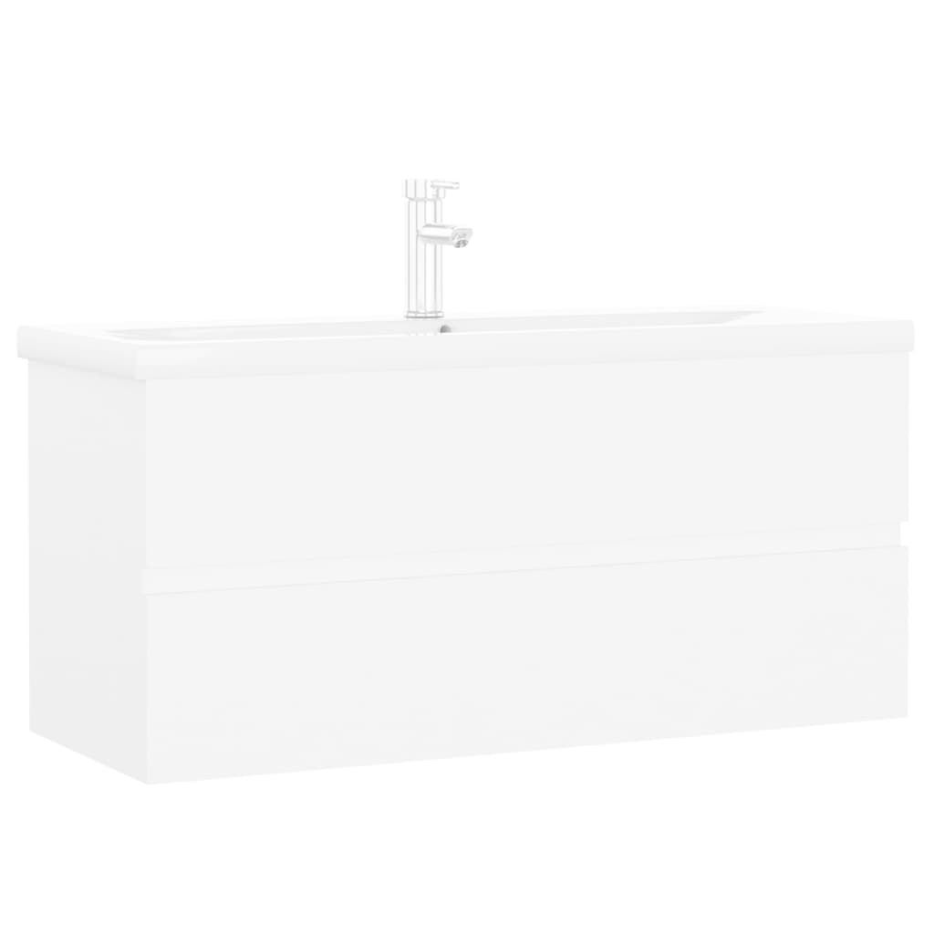 Armoire d'évier avec lavabo intégré blanc bois d'ingénierie - XIOS