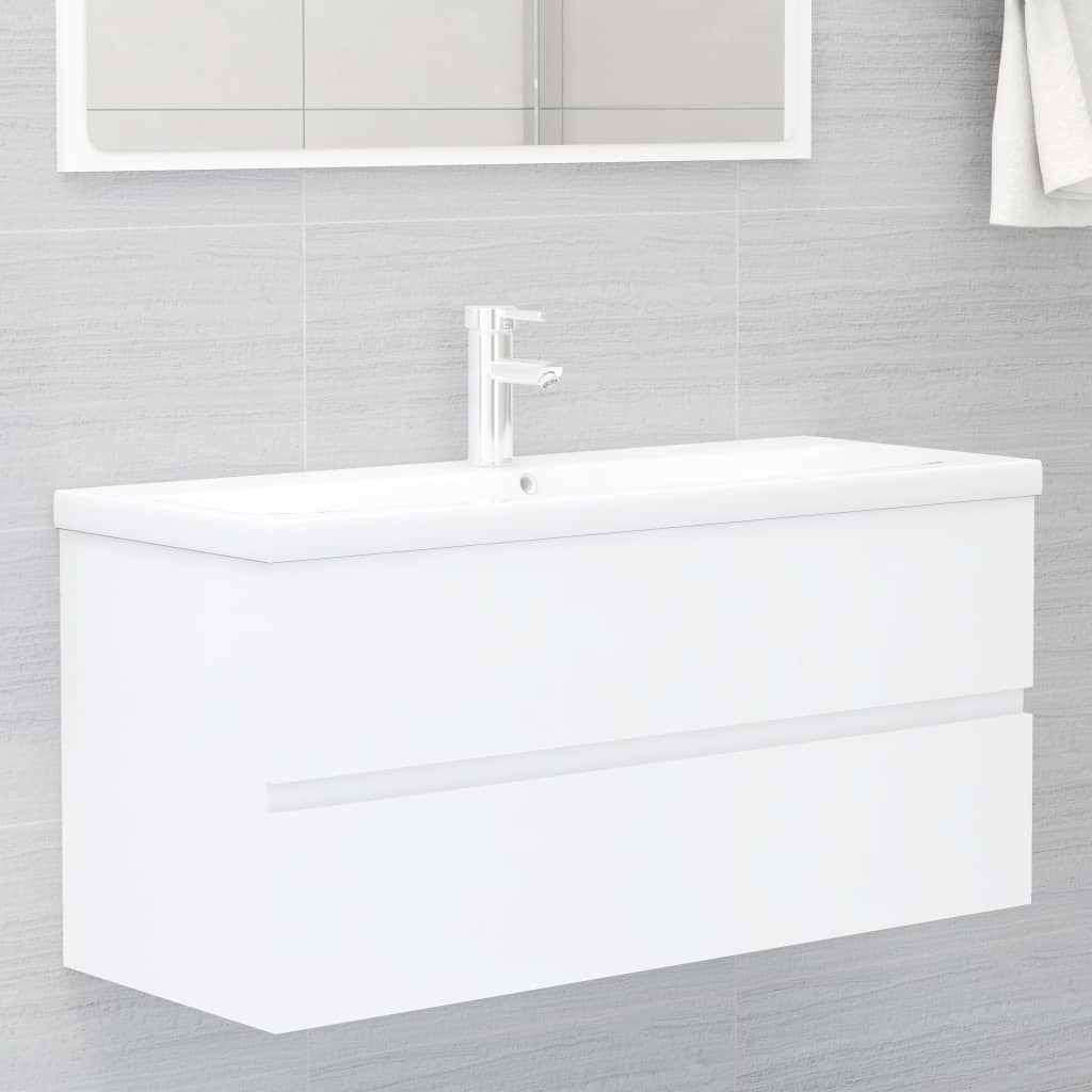 Armoire d'évier avec lavabo intégré blanc bois d'ingénierie - XIOS