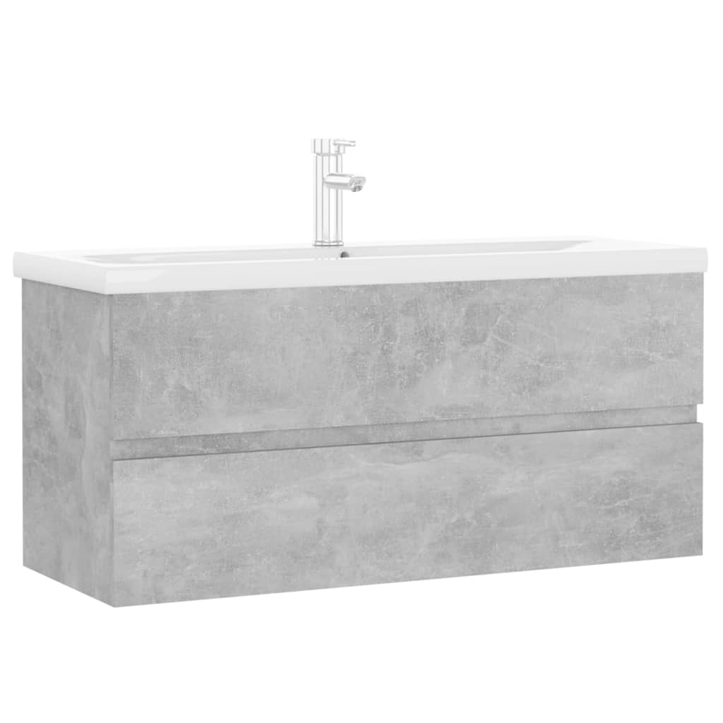 Armoire d'évier et lavabo intégré gris béton bois d'ingénierie - XIOS