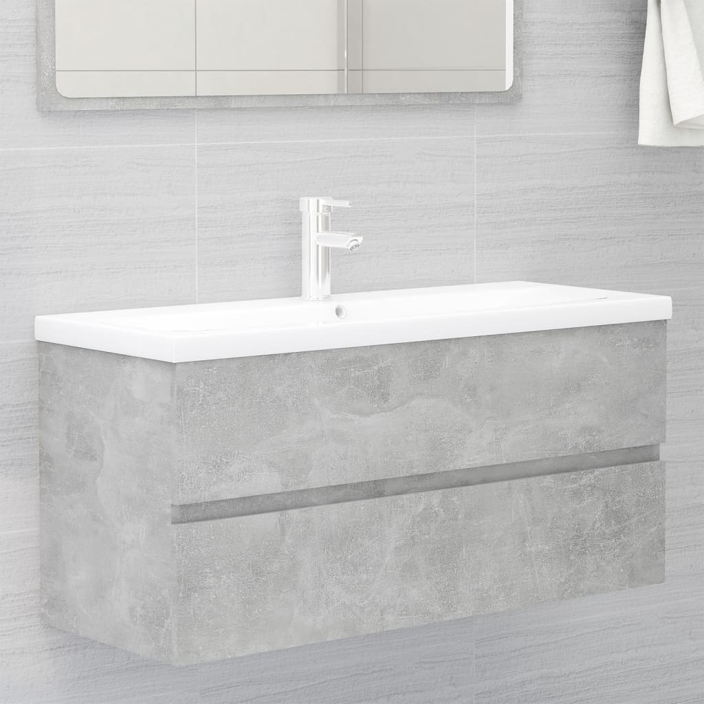 Armoire d'évier et lavabo intégré gris béton bois d'ingénierie - XIOS