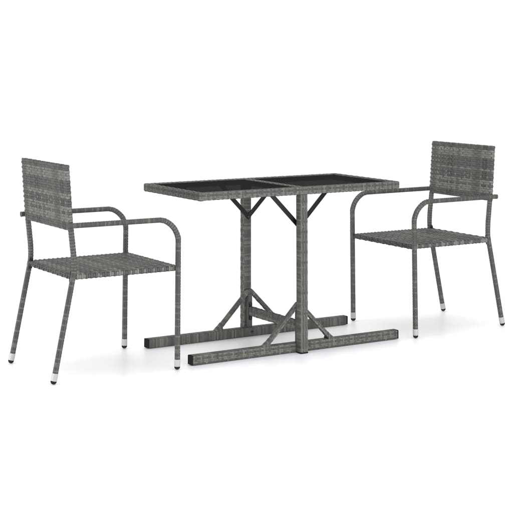 Ensemble à manger de jardin 3 pcs Gris