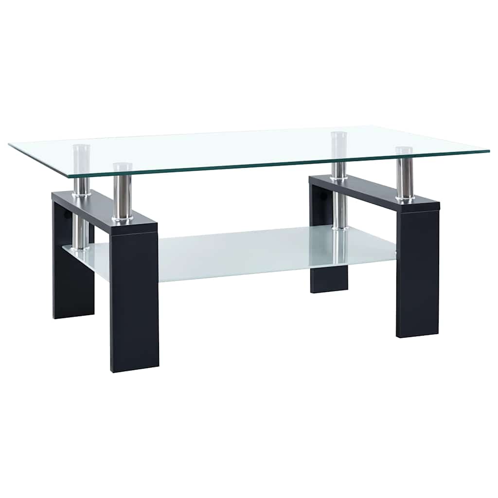 Table basse Noir et transparent 95x55x40 cm Verre trempé - XIOS