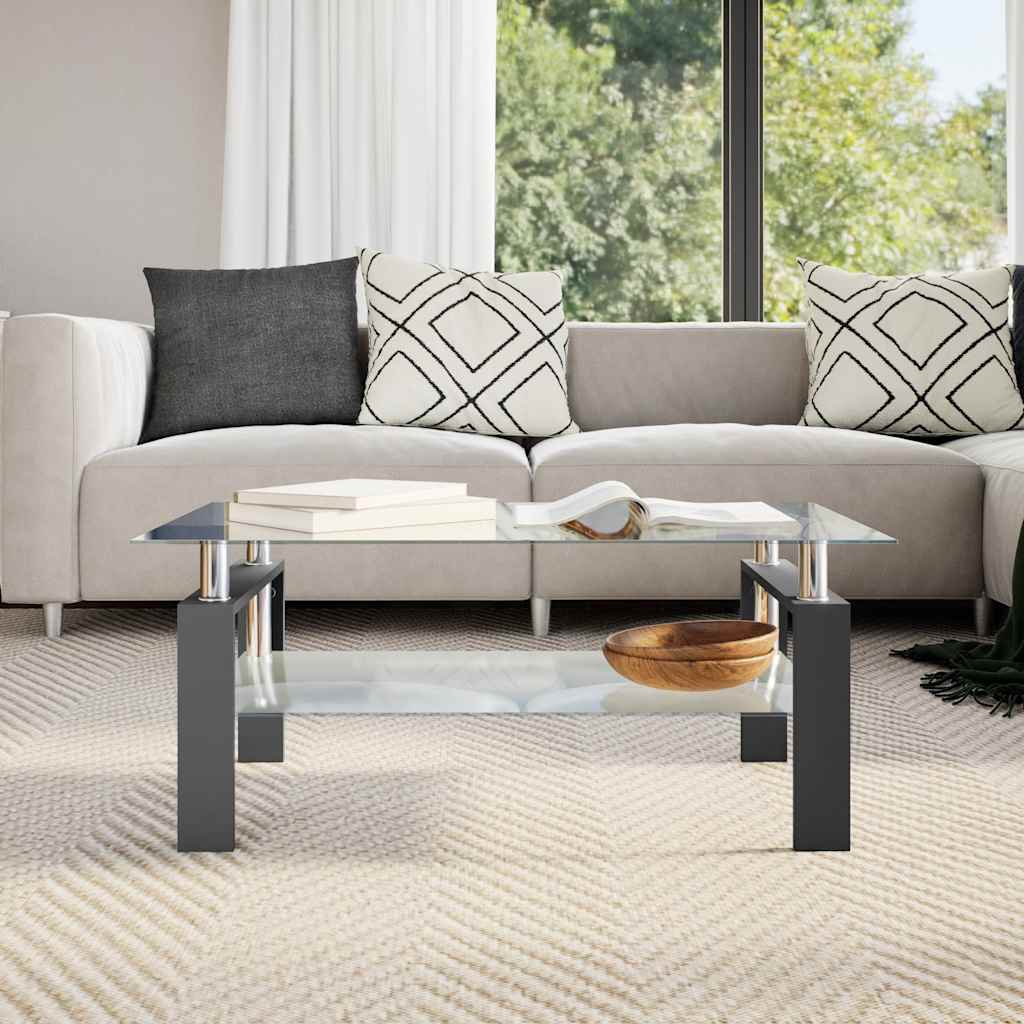 Table basse Noir et transparent 95x55x40 cm Verre trempé - XIOS