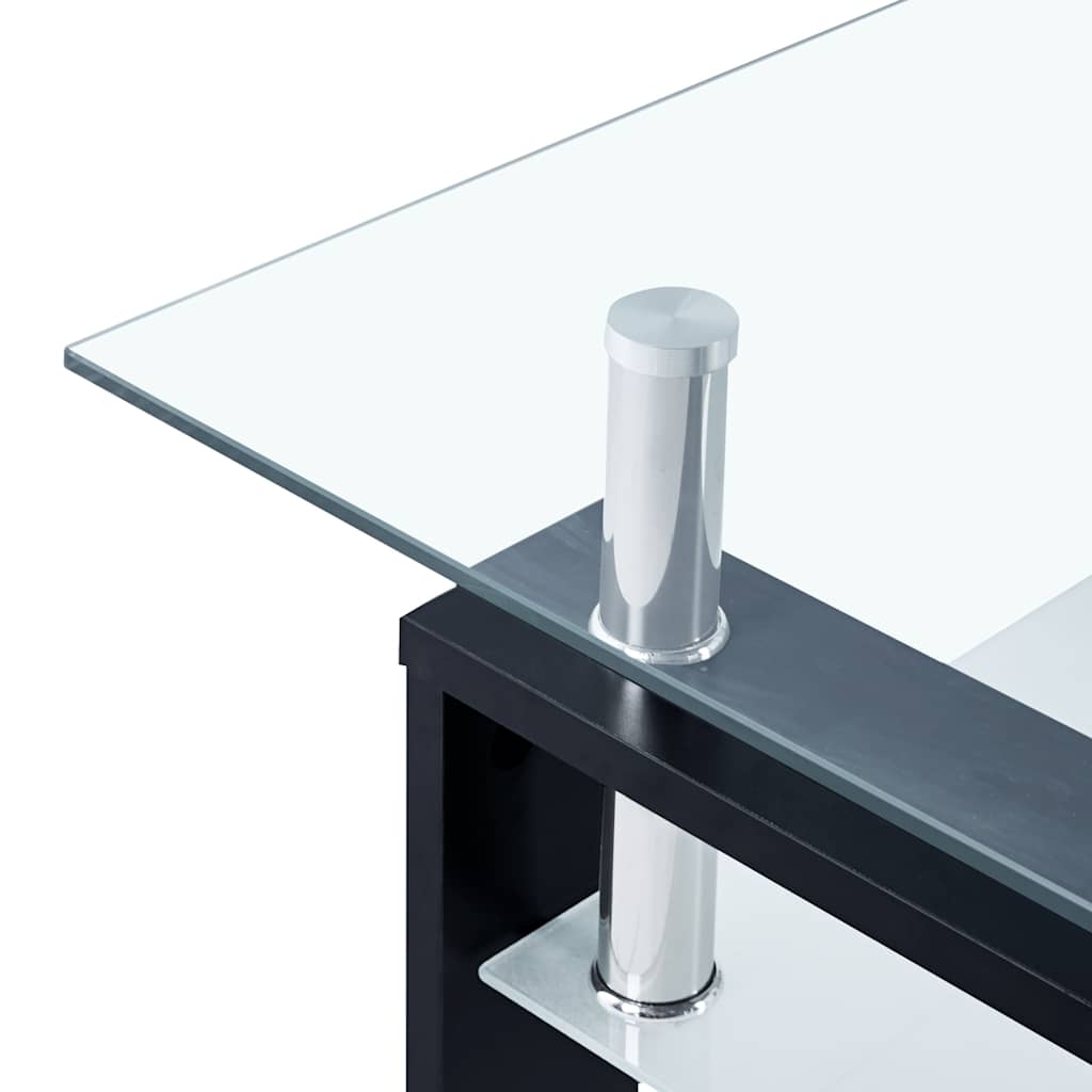 Table basse Noir et transparent 95x55x40 cm Verre trempé - XIOS