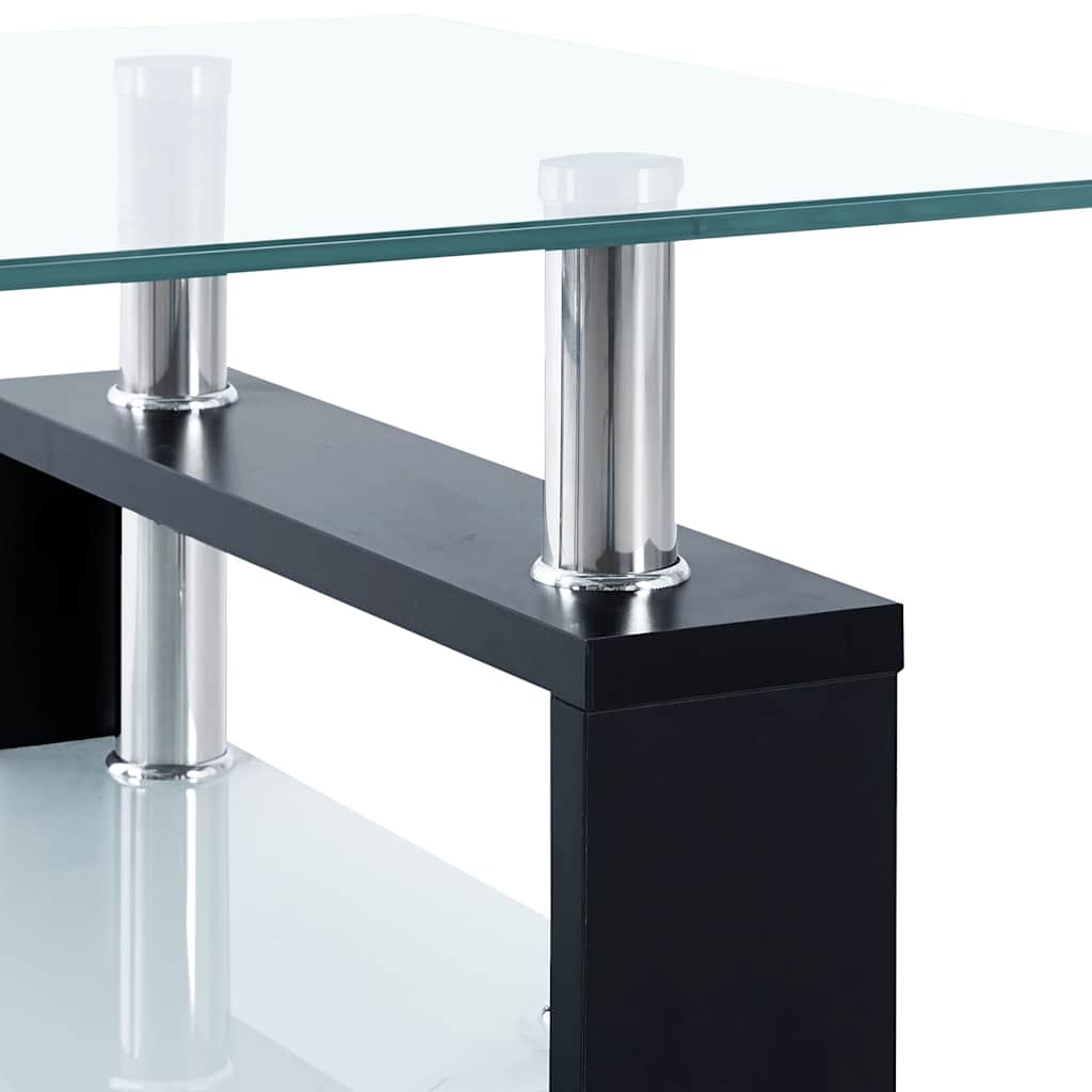Table basse Noir et transparent 95x55x40 cm Verre trempé - XIOS