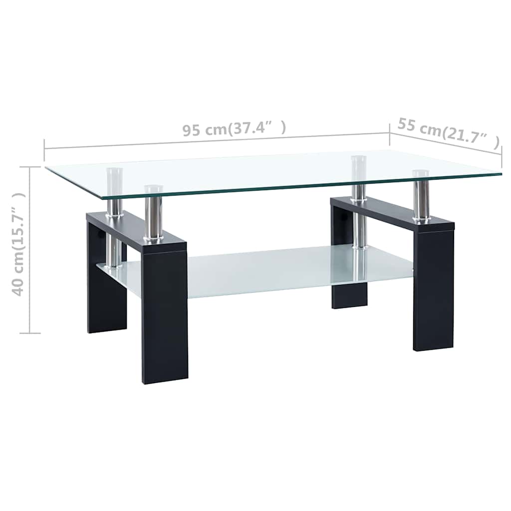 Table basse Noir et transparent 95x55x40 cm Verre trempé - XIOS