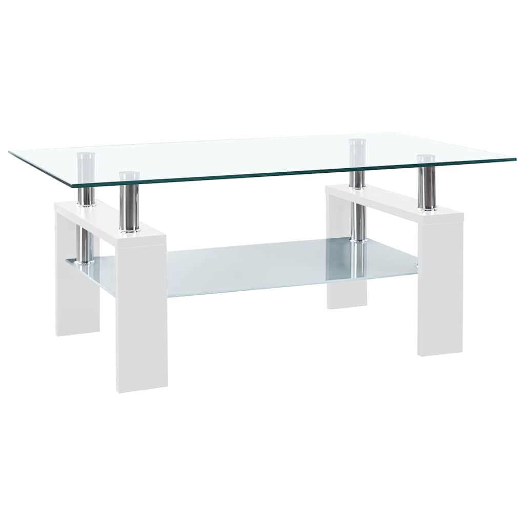 Table basse Blanc et transparent 95x55x40 cm Verre trempé - XIOS