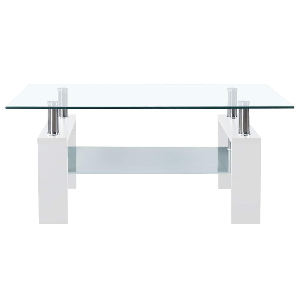 Table basse Blanc et transparent 95x55x40 cm Verre trempé - XIOS
