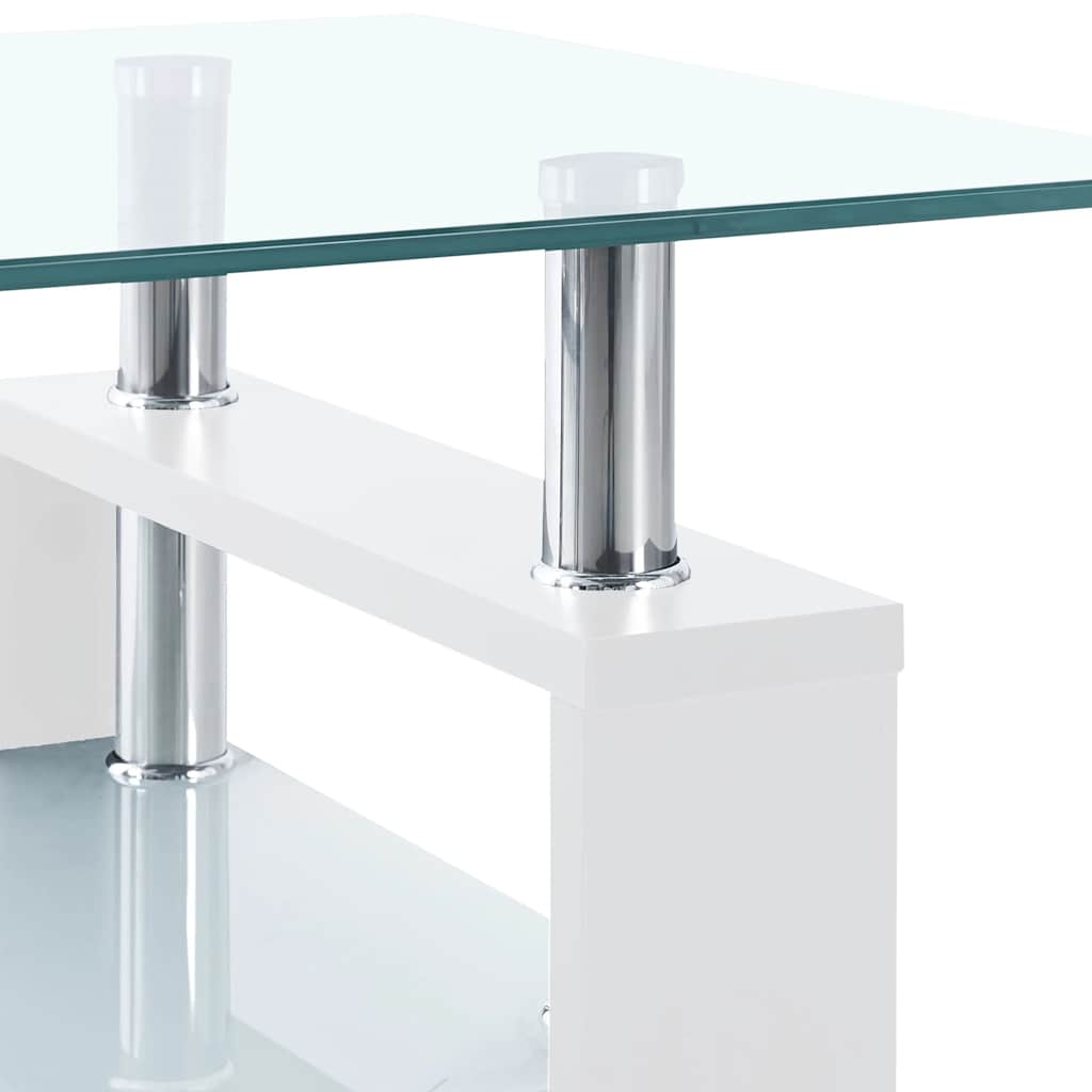 Table basse Blanc et transparent 95x55x40 cm Verre trempé - XIOS