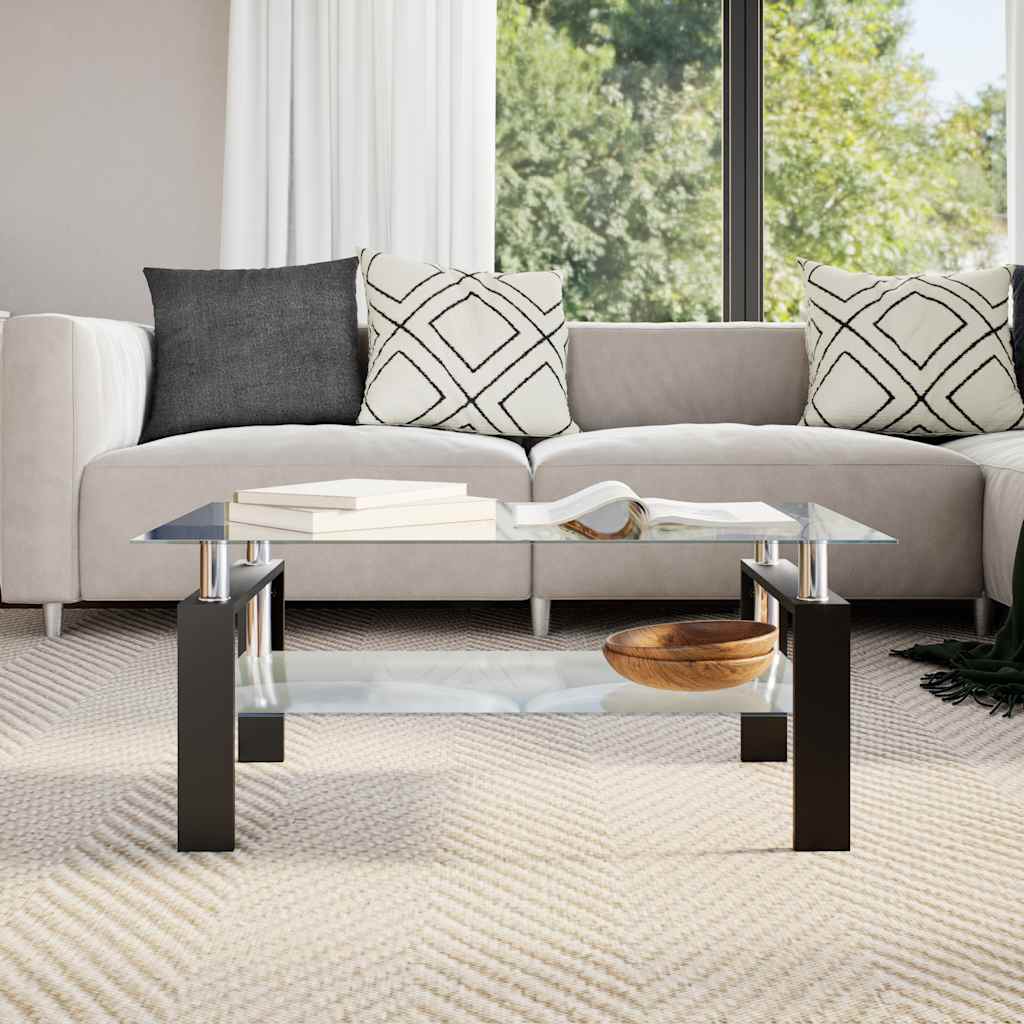 Table basse Gris et transparent 95x55x40 cm Verre trempé - XIOS
