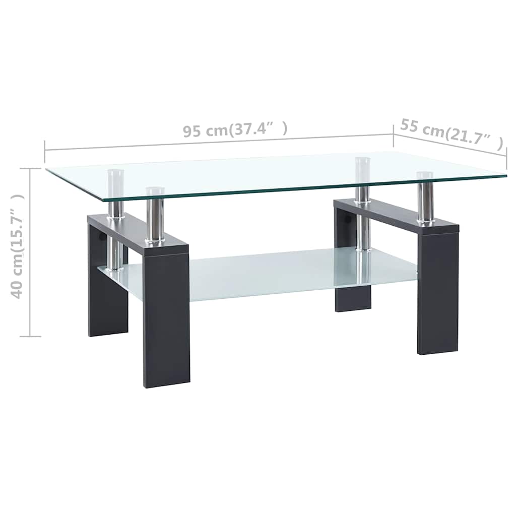 Table basse Gris et transparent 95x55x40 cm Verre trempé - XIOS