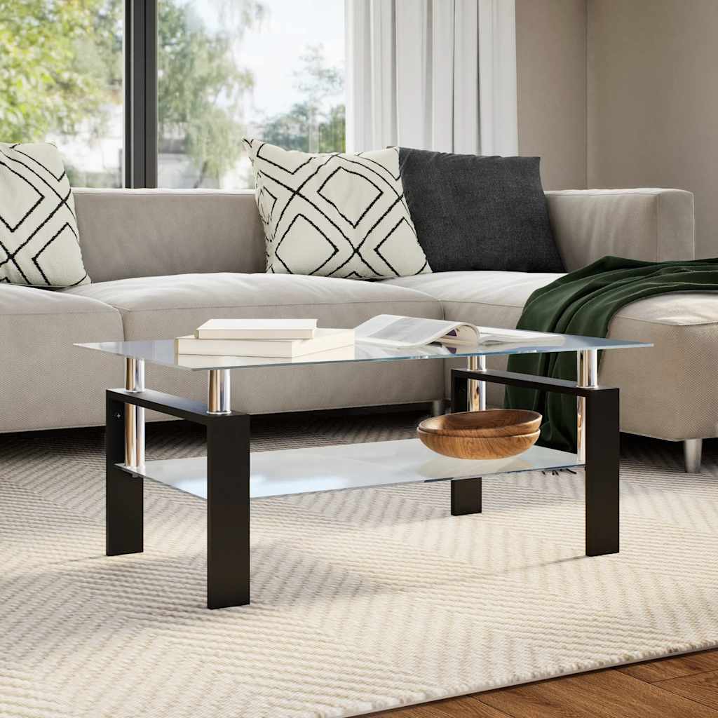 Table basse Gris et transparent 95x55x40 cm Verre trempé - XIOS
