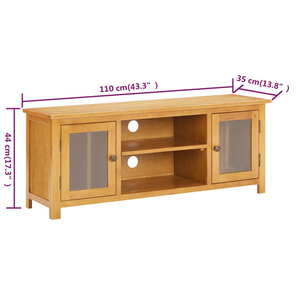 Meuble TV 110x35x44 cm Bois de chêne massif - XIOS