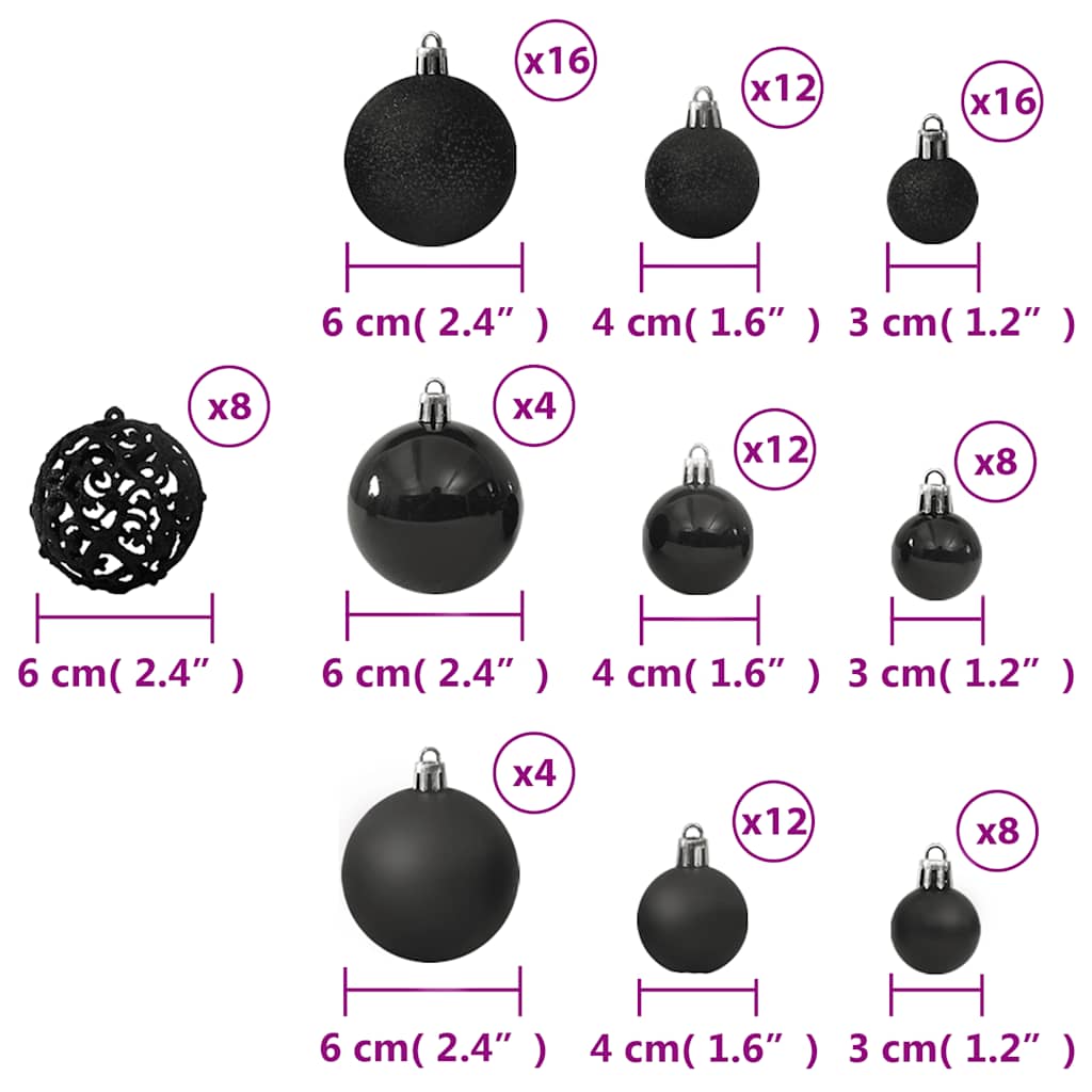 Ensemble de boules de Noël 100 pcs Noir - XIOS