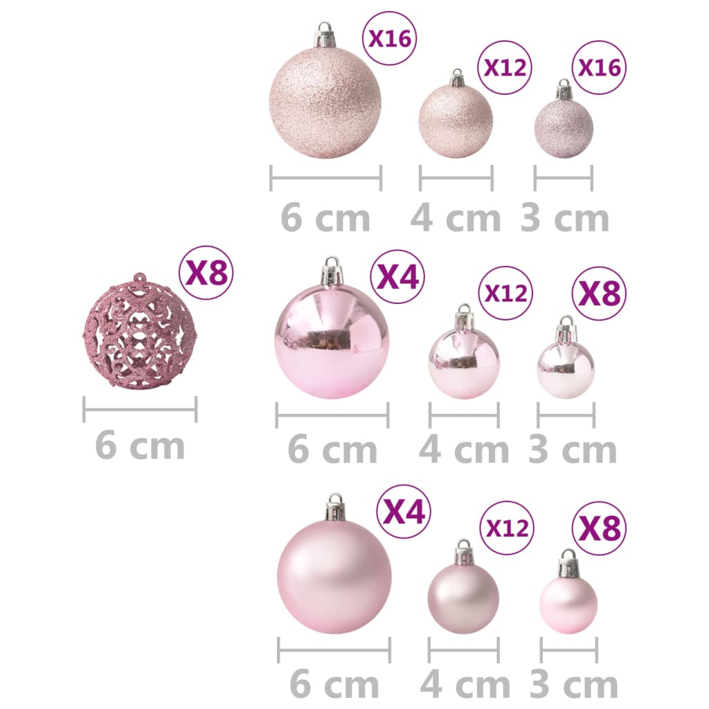 Ensemble de boules de Noël 100 pcs Rose - XIOS