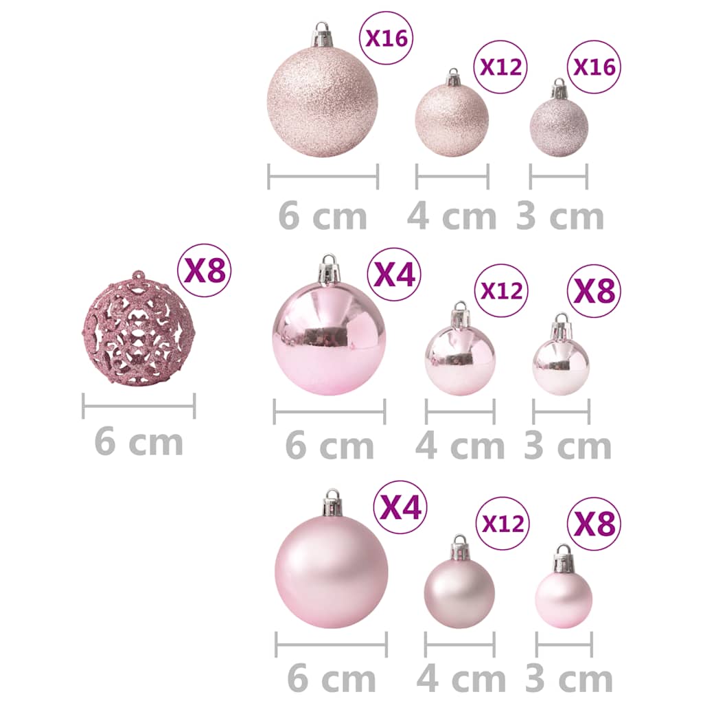 Ensemble de boules de Noël 100 pcs Rose - XIOS