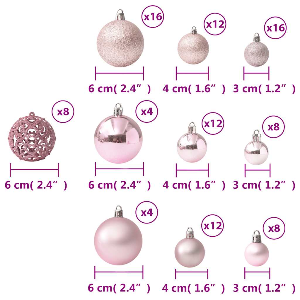 Ensemble de boules de Noël 100 pcs Rose - XIOS