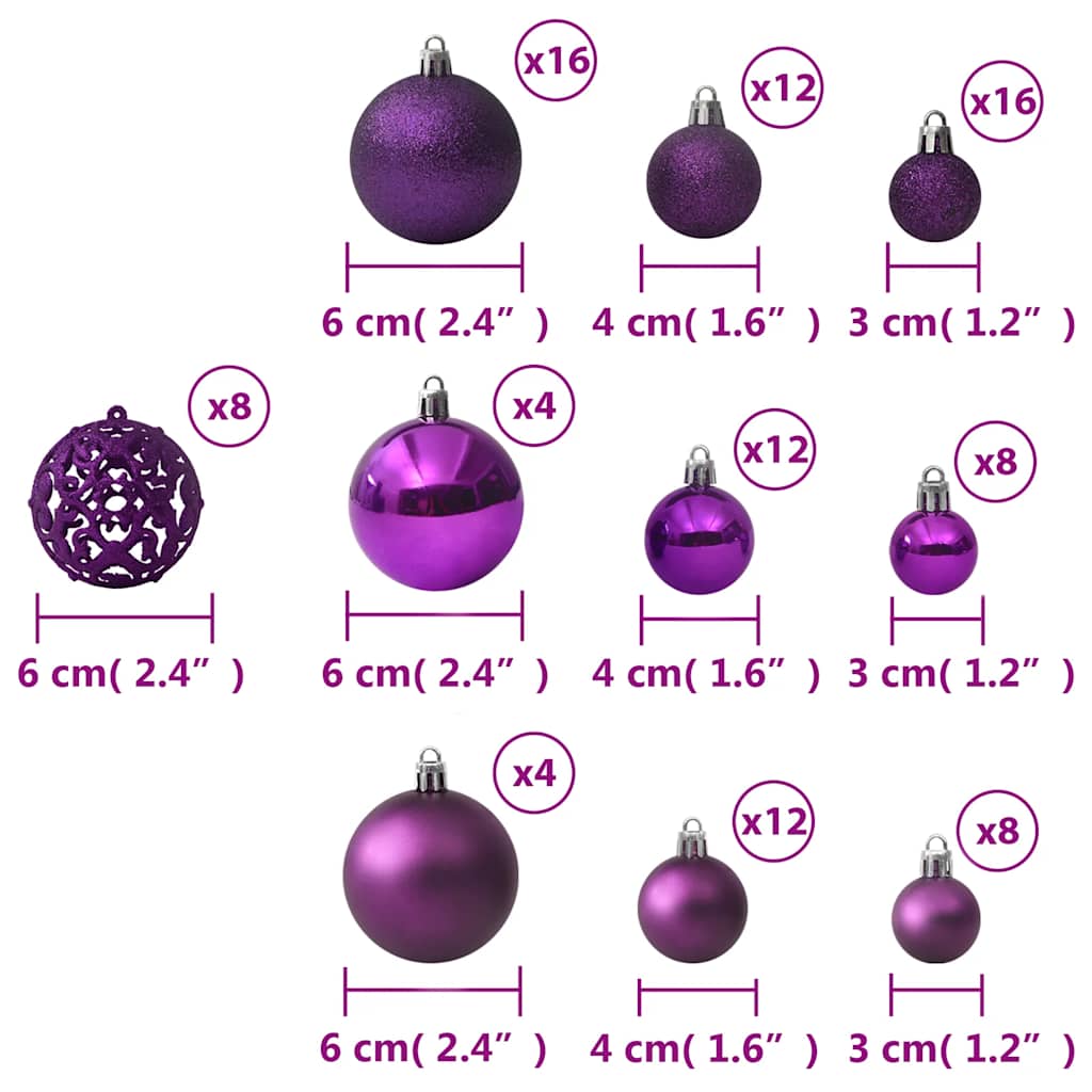 Ensemble de boules de Noël 100 pcs Violet - XIOS